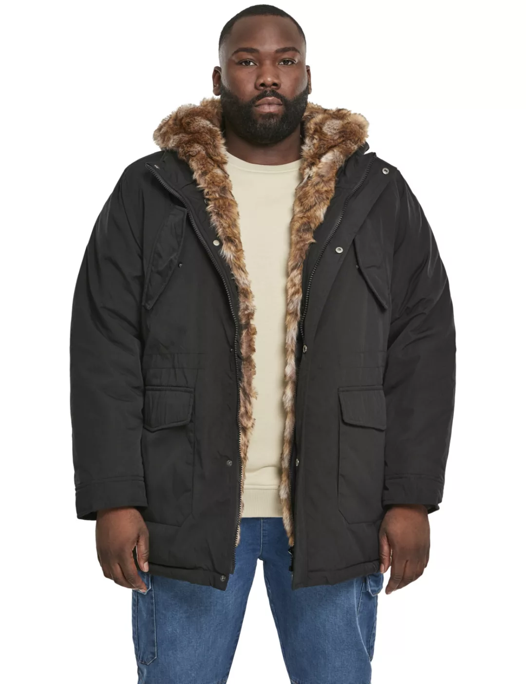 Urban Classics Herren Winterjacke Hooded Faux Fur Parka günstig online kaufen