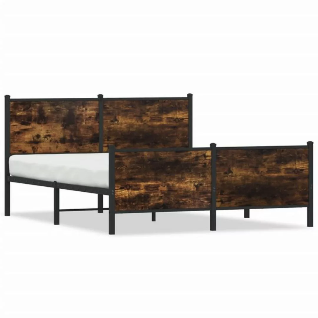 vidaXL Bett, Metallbett ohne Matratze Räuchereiche 140x190 cm günstig online kaufen