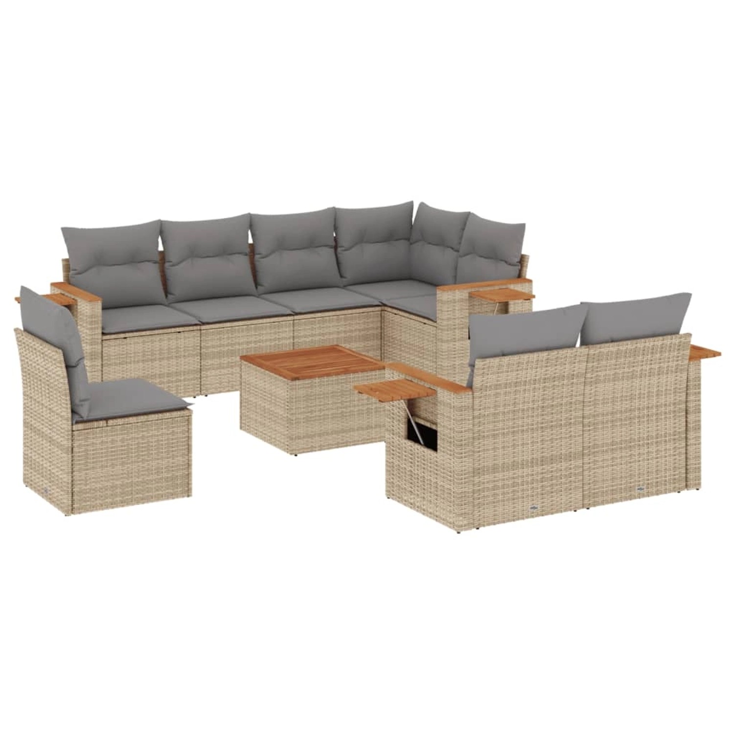 vidaXL 9-Tlg Garten-Sofagarnitur mit Kissen Beige Poly Rattan 3227011 günstig online kaufen