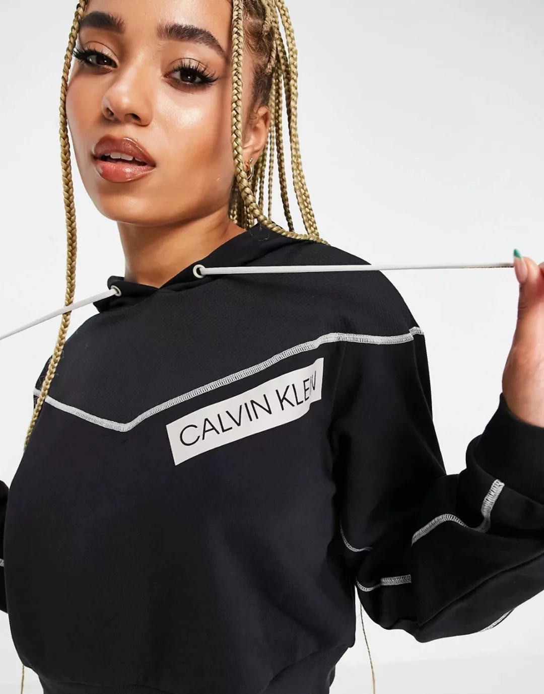 Calvin Klein – Sports – Kapuzenpullover in CK-Schwarz mit Logo günstig online kaufen