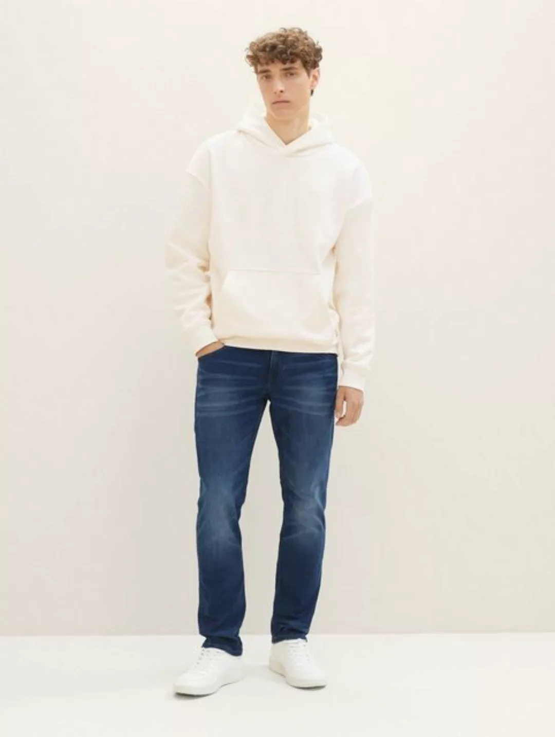 Tom Tailor Denim Herren Jeans Aedan - Slim Straight Fit - Blau - Mid Stone günstig online kaufen