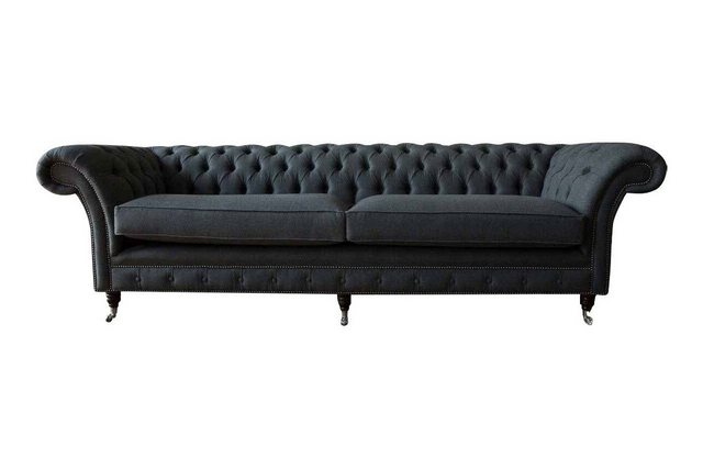 Xlmoebel Sofa Gestalter Schwarz Chesterfield 4-Sitzer Sofagarnitur Textilbe günstig online kaufen