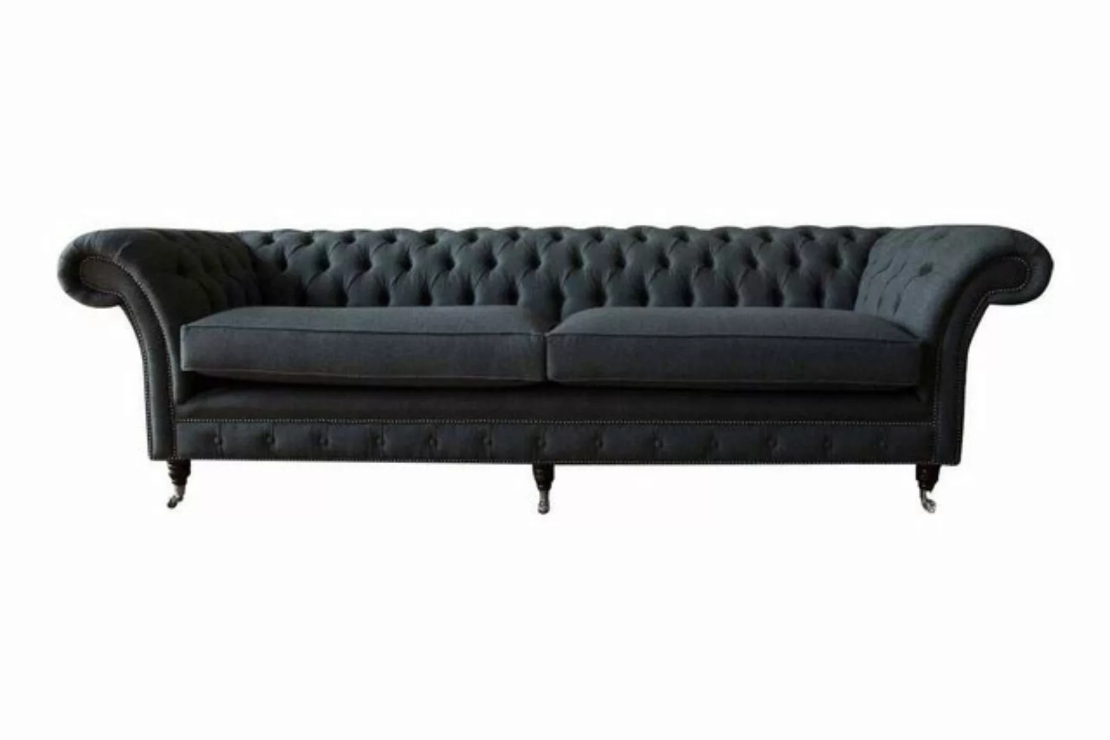 Xlmoebel Sofa Gestalter Schwarz Chesterfield 4-Sitzer Sofagarnitur Textilbe günstig online kaufen