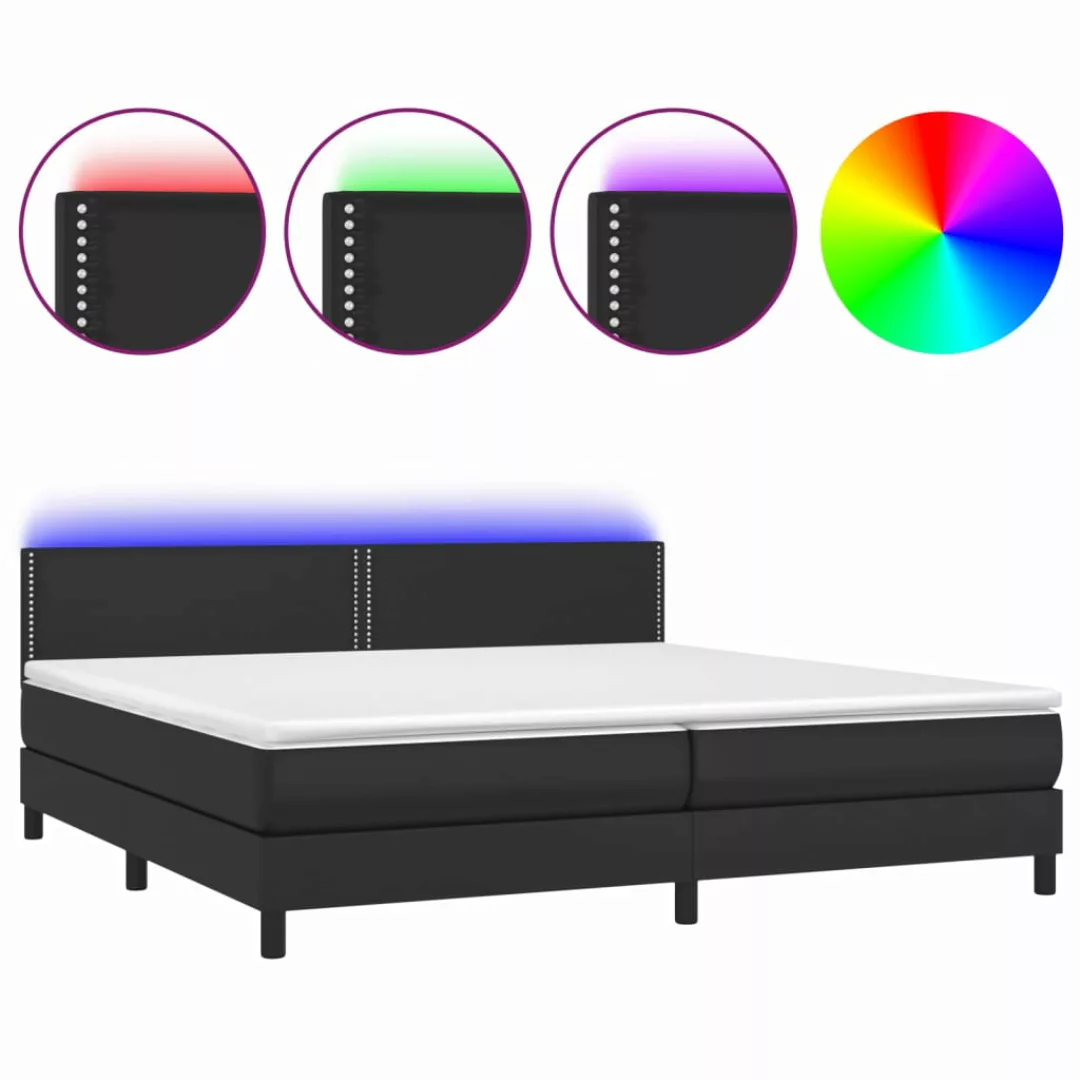 Vidaxl Boxspringbett Mit Matratze & Led Schwarz 200x200 Cm Kunstleder günstig online kaufen