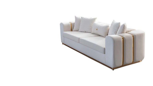 JVmoebel Sofa Weißes Wohnzimmer Sofa Set Polstermöbel 4-Sitzer Textil Lehns günstig online kaufen