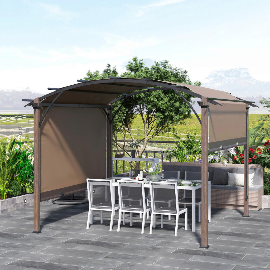 Outsunny Pavillon kaffee Stahl B/H/L: ca. 345x250x345 cm günstig online kaufen