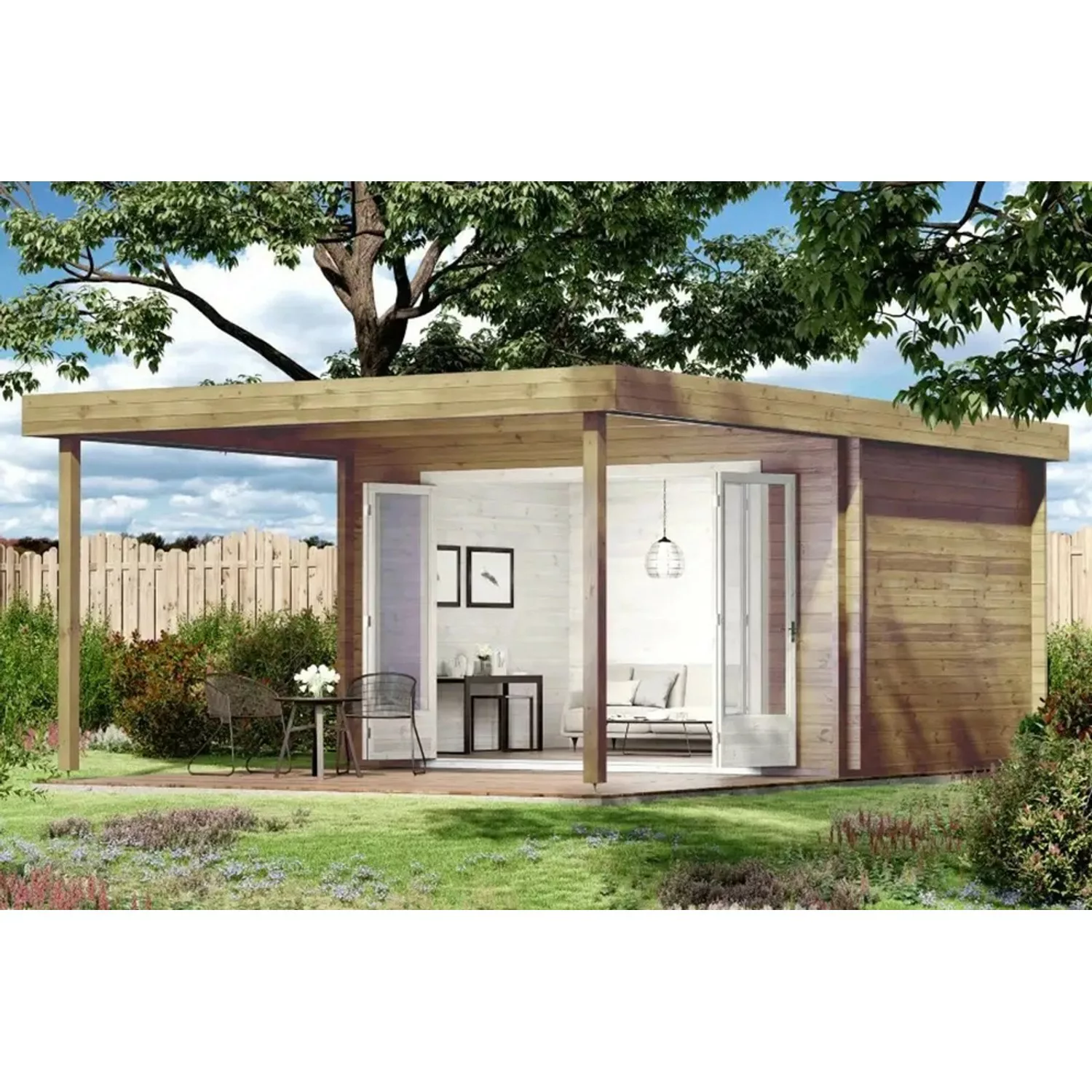 Carlsson Holz-Gartenhaus Holstein-40 Flachdach Unbehandelt 420 cm x 598 cm günstig online kaufen