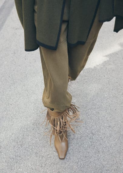 Lederstiefelette mit Fransenabsatz günstig online kaufen