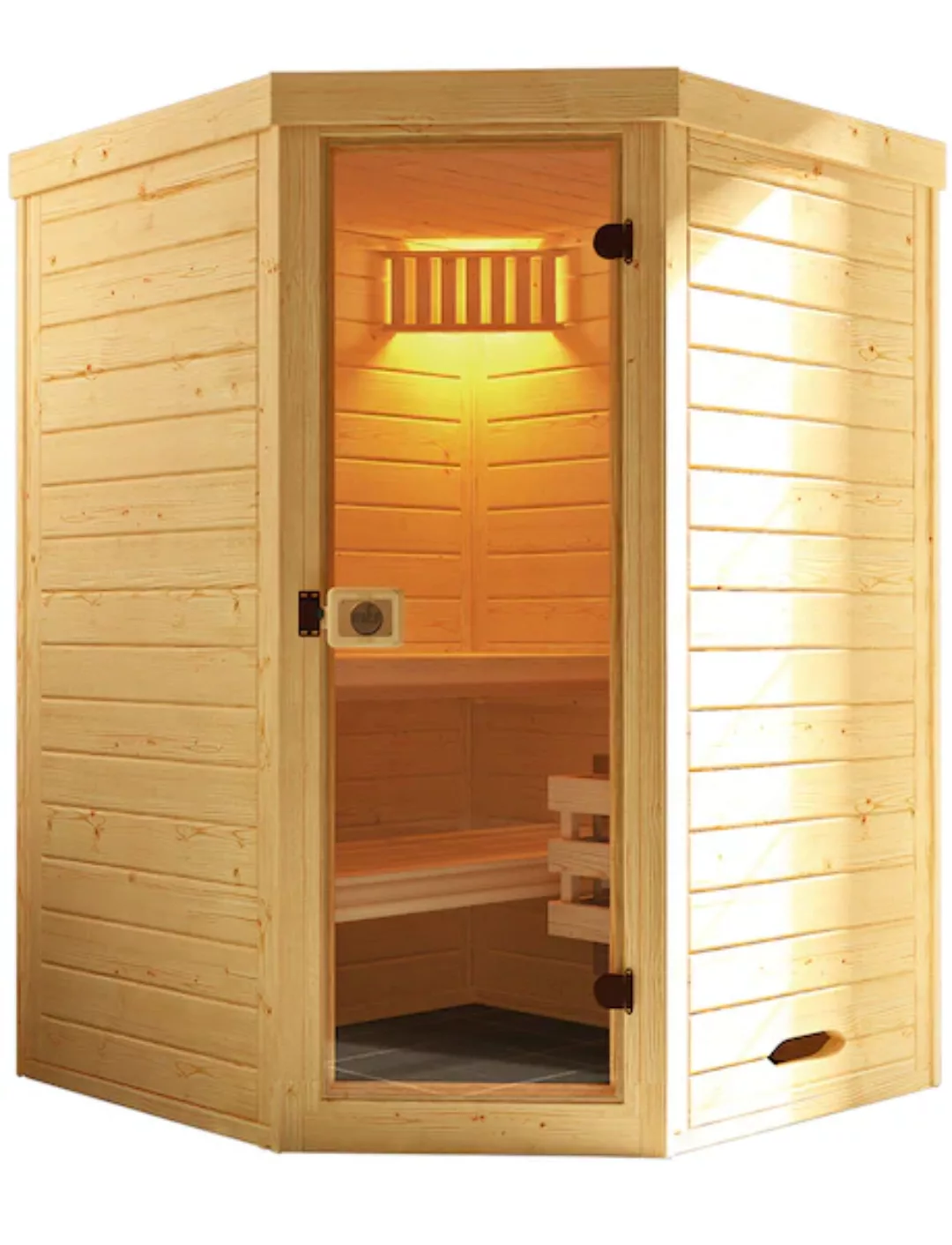 Weka Massivholz-Elementsauna Laukkala 1 Sparset 3,6 kW BioS Saunaleuchtense günstig online kaufen