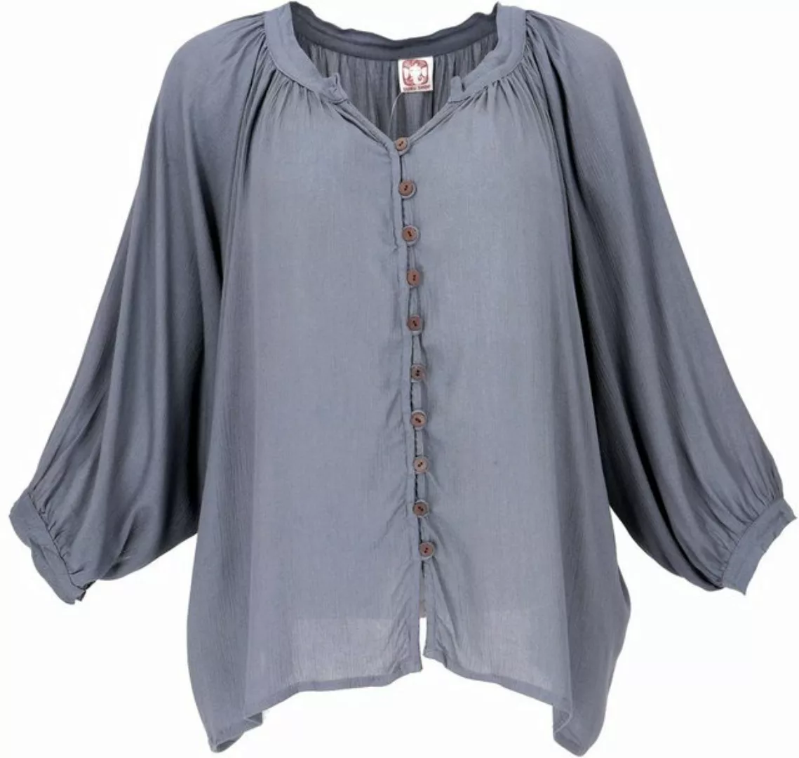 Guru-Shop Longbluse Luftige Boho Bluse, Oversize Hemdbluse,.. günstig online kaufen