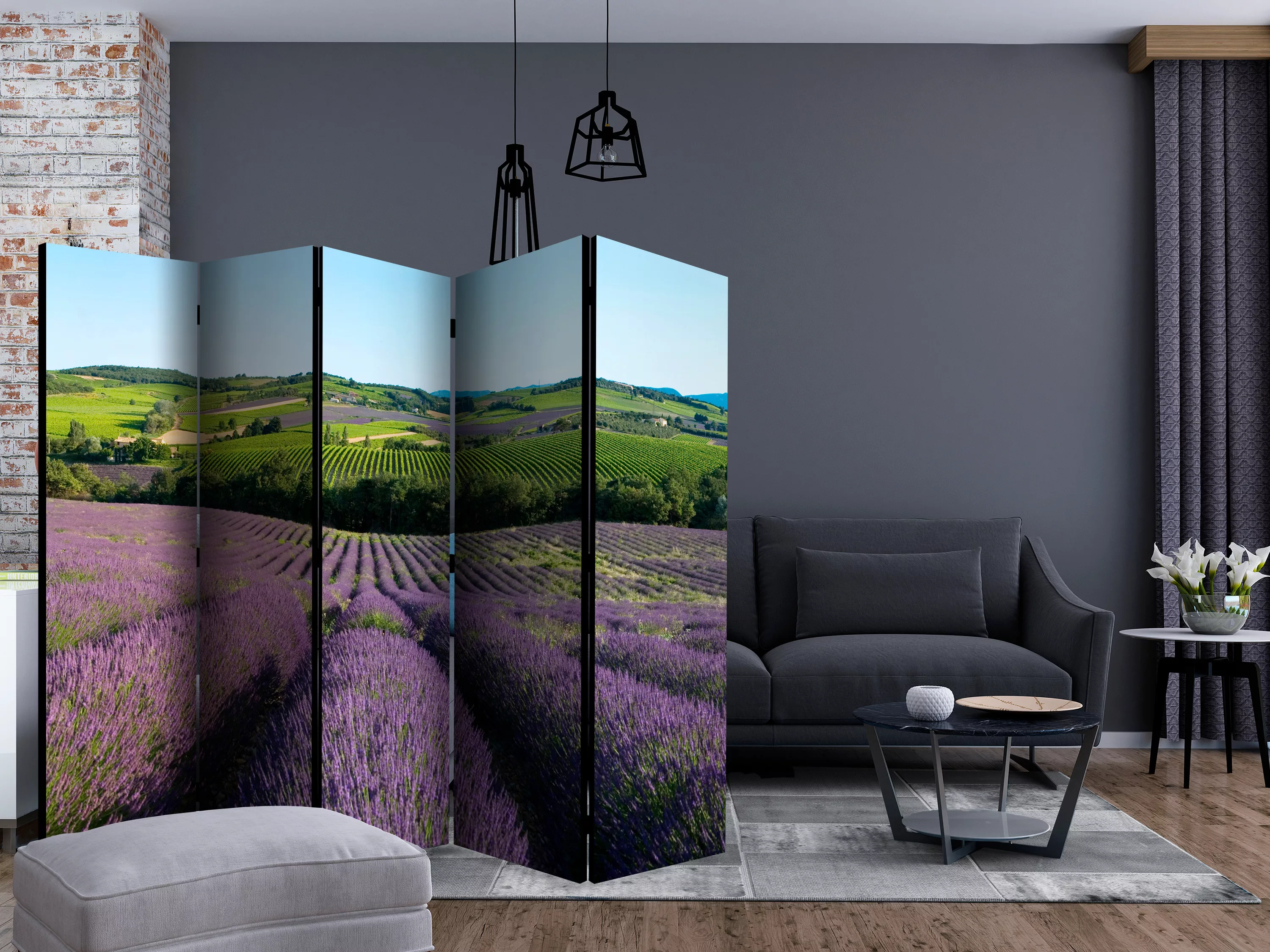 5-teiliges Paravent - Lavender Fields Ii [room Dividers] günstig online kaufen