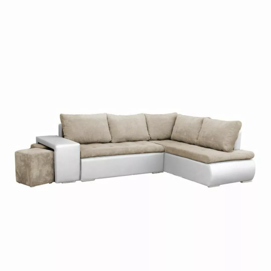 MOEBLO Ecksofa BELGRAD, Eckcouch mit Zwei Hocker Sofa Couch mit Ottomane L- günstig online kaufen