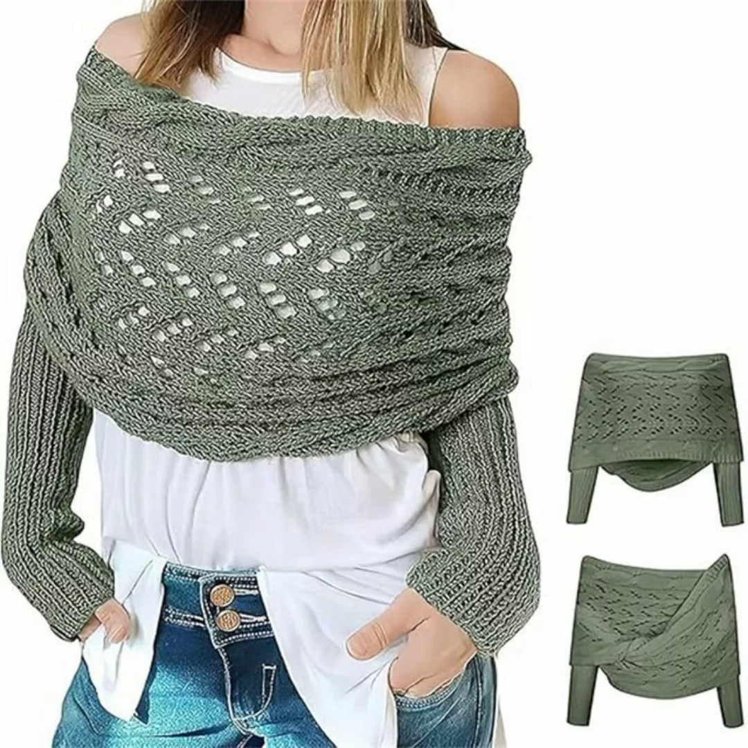 autolock Strickponcho Multifunktionaler Schal mit Ärmeln,Gestrickter Zopf-W günstig online kaufen