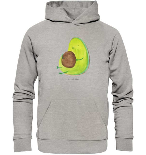 Mr. & Mrs. Panda Hoodie Größe L Avocado Pfeifen - Heather Grey - Geschenk, günstig online kaufen