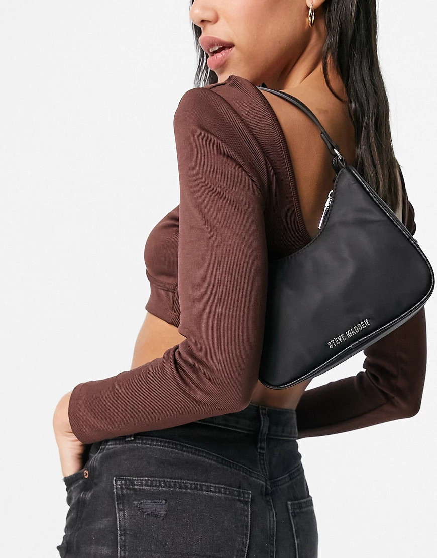 Steve Madden – Bglide – Halbmondförmige Schultertasche in Schwarz günstig online kaufen