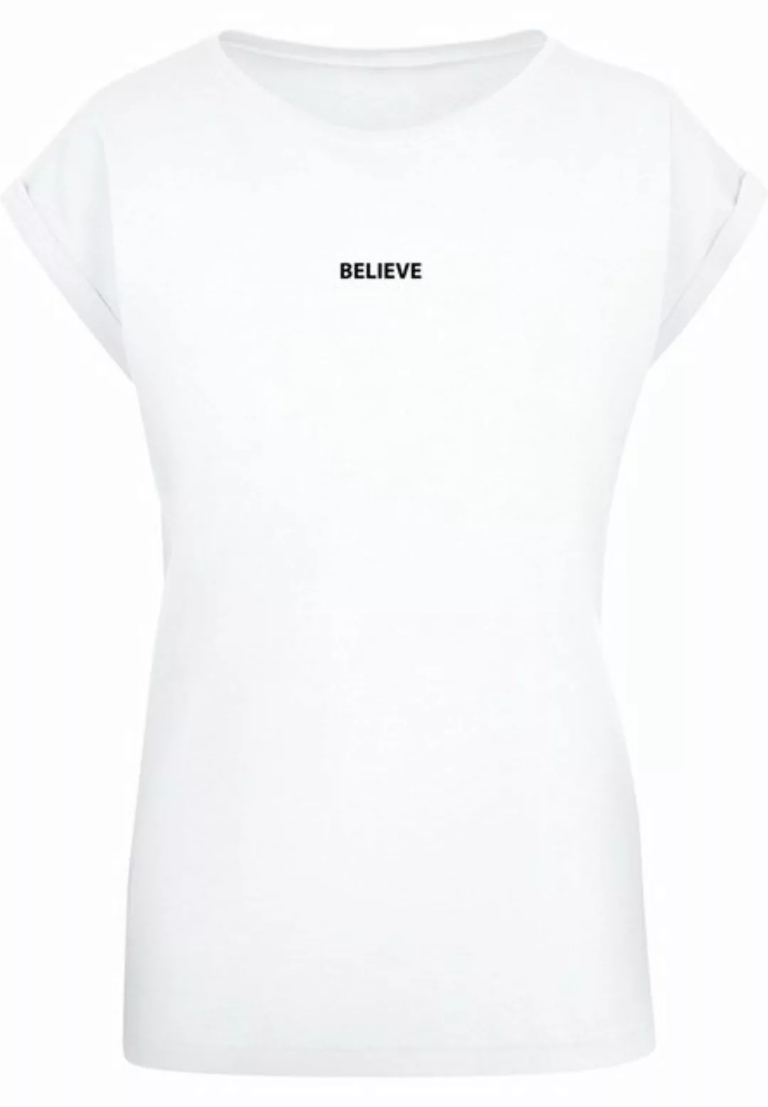 Merchcode T-Shirt Merchcode Damen Ladies Believe Front Extended Shoulder Te günstig online kaufen