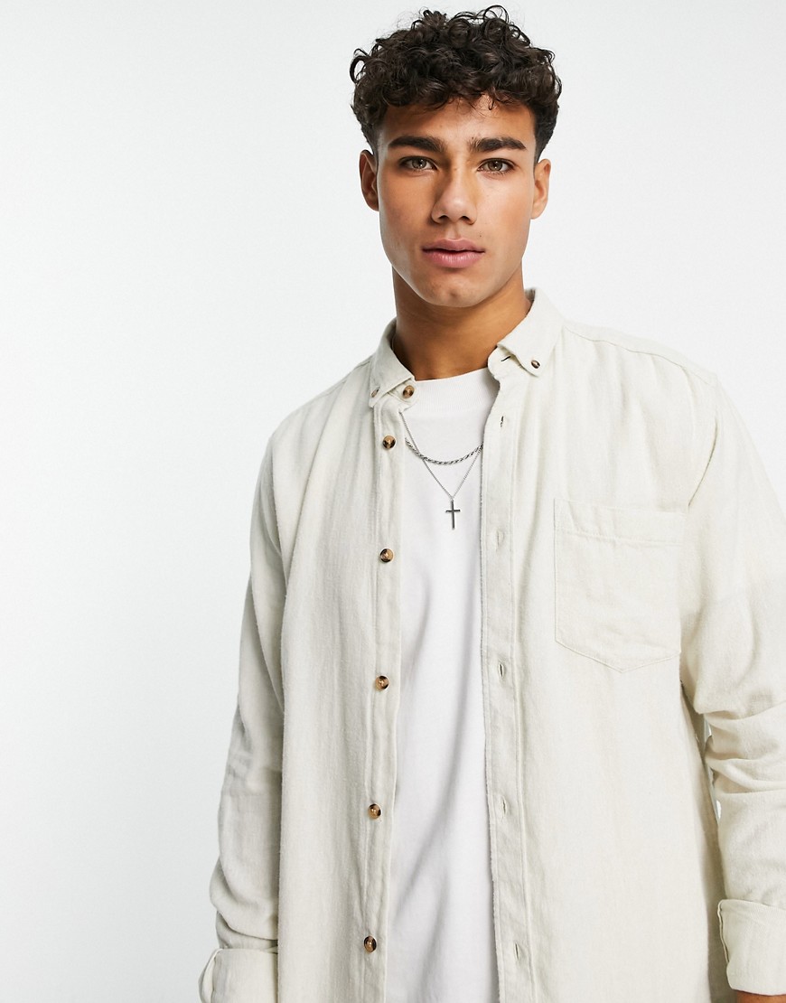 Only & Sons – Hemd aus gebürstetem Twill in Beige-Neutral günstig online kaufen