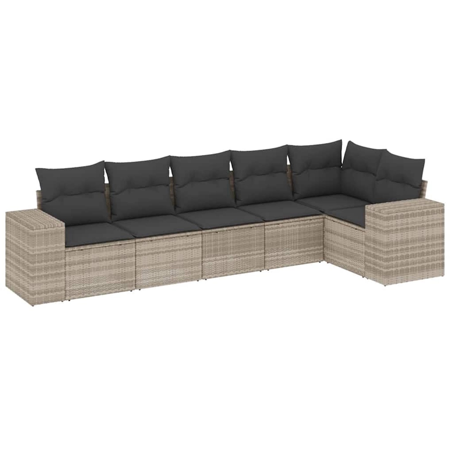 vidaXL 6-Tlg Garten-Sofagarnitur mit Kissen Hellgrau Poly Rattan 3254929 günstig online kaufen