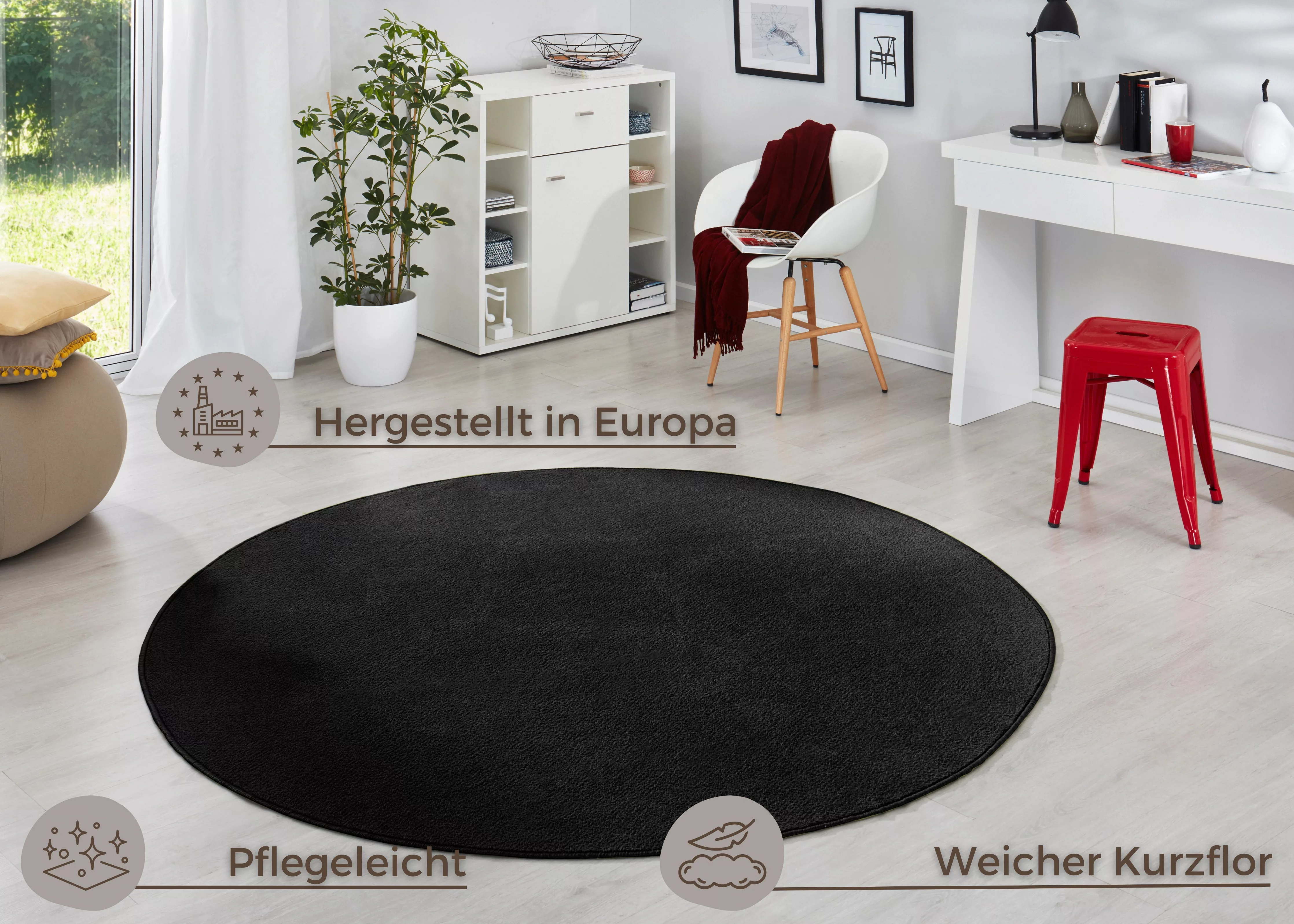 HANSE Home Teppich »Fancy«, rund, Kurzflor, Weich, Einfarbig, Wohnzimmer, S günstig online kaufen