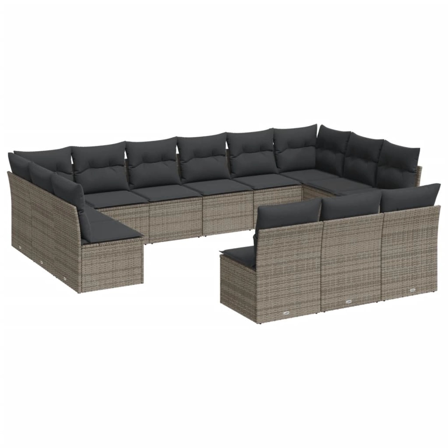 vidaXL 13-tlg Garten-Sofagarnitur mit Kissen Grau Poly Rattan Modell 2 günstig online kaufen