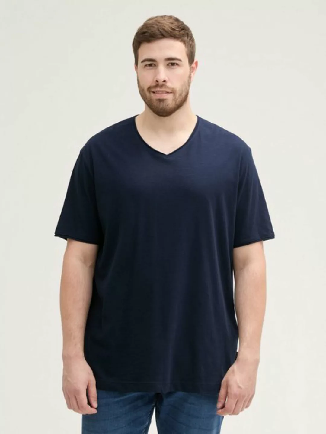 TOM TAILOR PLUS T-Shirt Plus - T-Shirt mit V-Ausschnitt günstig online kaufen