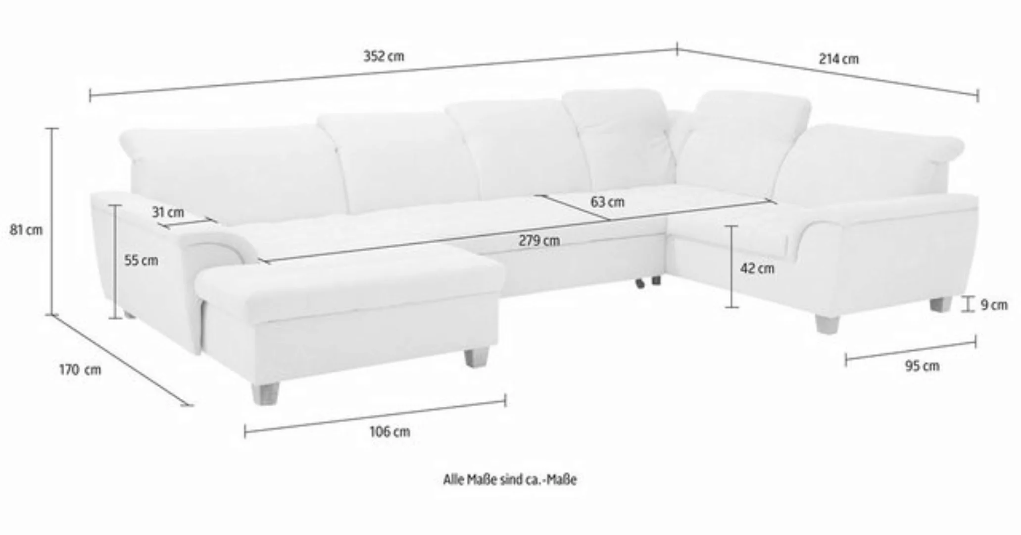 Home affaire Wohnlandschaft Lyla U-Form, wahlweise mit Rückenfunktion und z günstig online kaufen