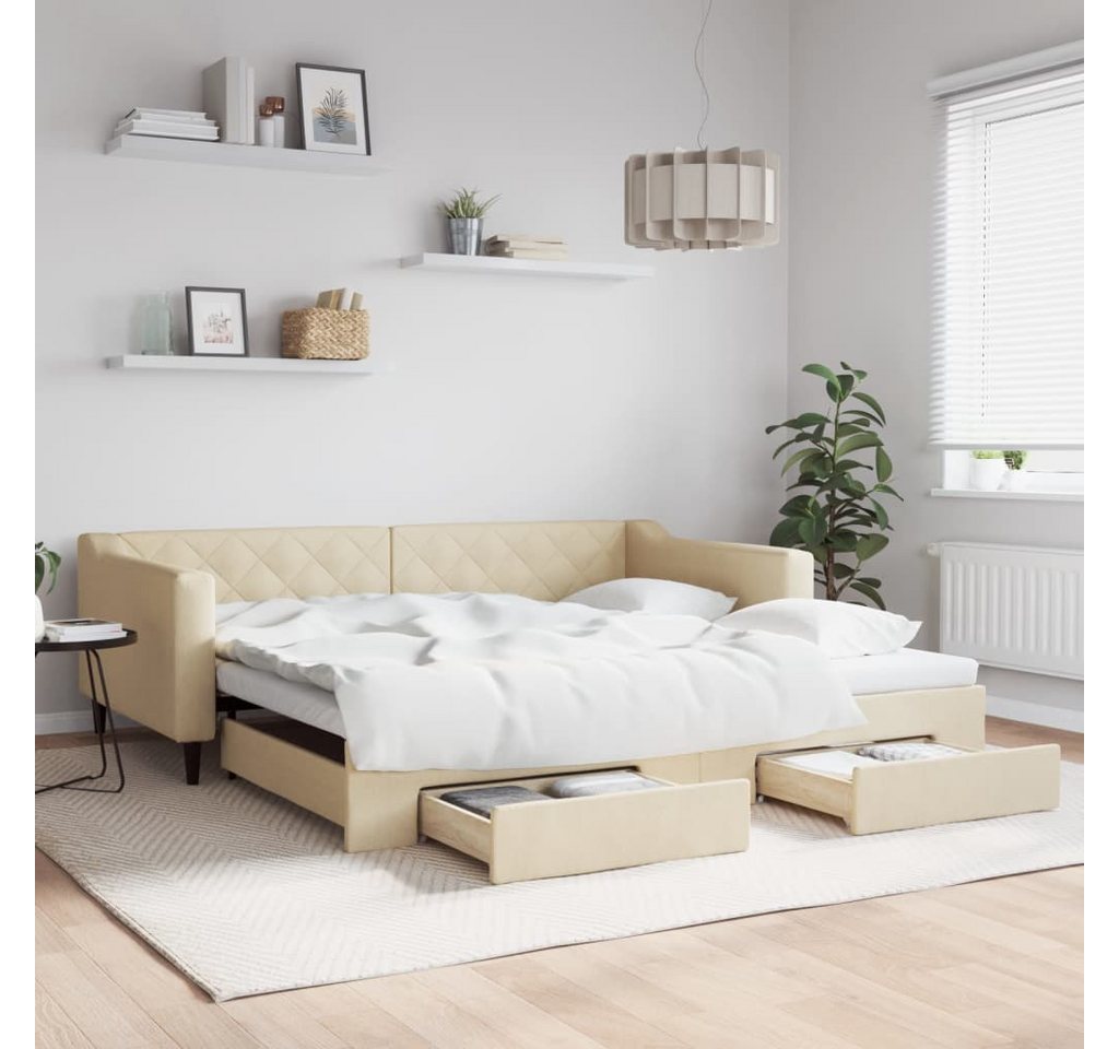 vidaXL Gästebett Gästebett Tagesbett Ausziehbar mit Schubladen Creme 100x20 günstig online kaufen