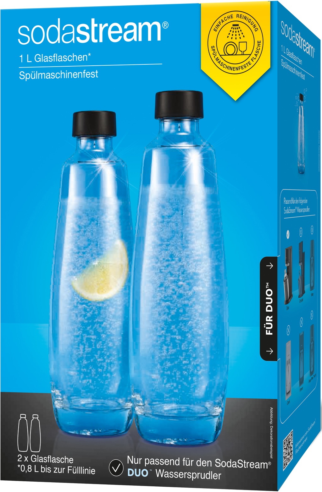 SodaStream Wassersprudler Flasche »DuoPack«, (Set, 2 tlg.), 1L Glasflache, günstig online kaufen