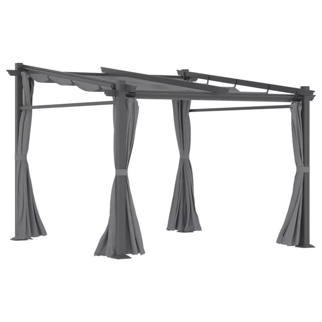 Outsunny Pergola mit Sonnendach grau Polyester B/H/L: ca. 295x230x297 cm günstig online kaufen