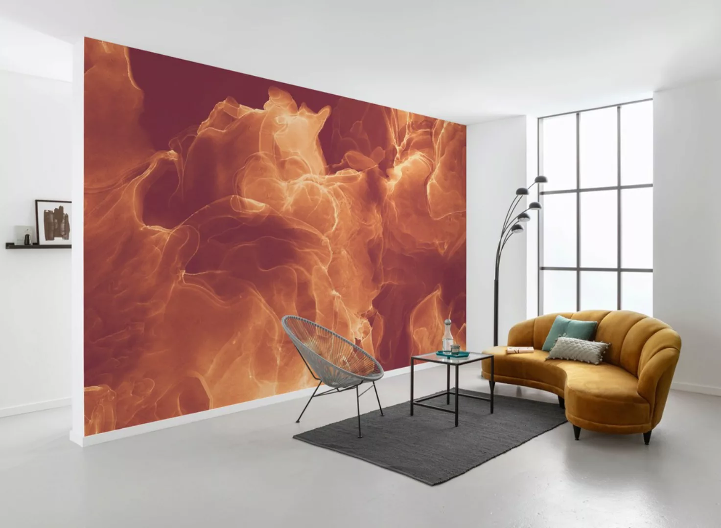 Sanders & Sanders Fototapete Feuerwelle Dunkelorange 400 x 280 cm 612070 günstig online kaufen