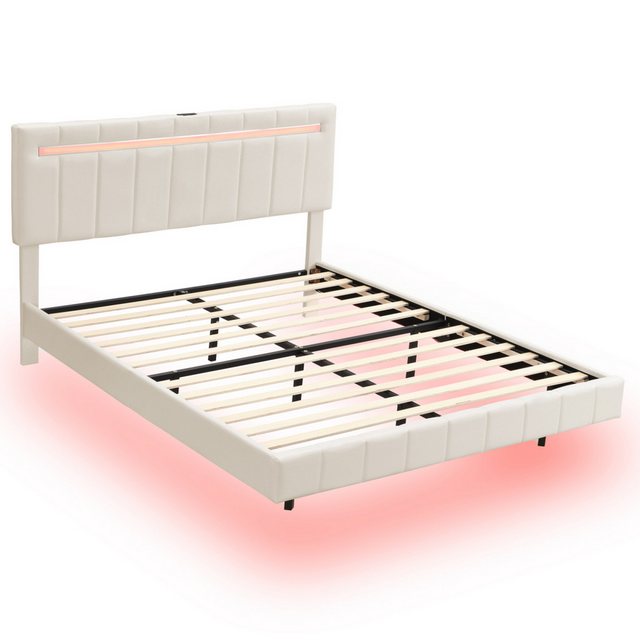 LuxeLiving Polsterbett LED Doppelbett Schwebebett 160x200 cm (Für Jugendlic günstig online kaufen