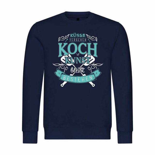 deinshirt Rundhalspullover Herren Sweatshirt Küsse vergehen Kochkunst bleib günstig online kaufen