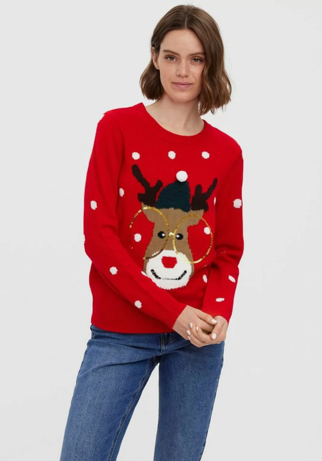 Vero Moda Weihnachtspullover VMTINSEL LS O-NECK BLOUSE XMAS günstig online kaufen