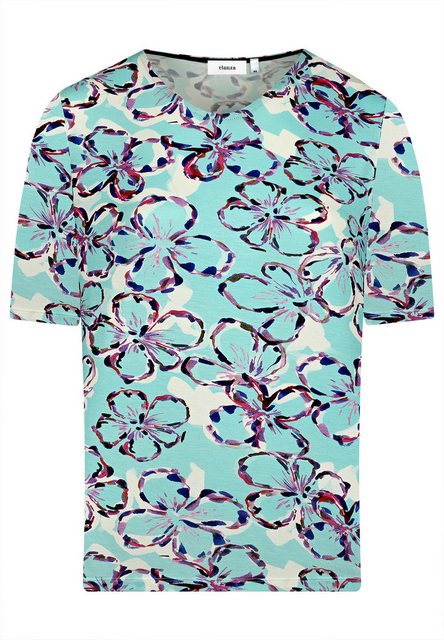 elanza T-Shirt Shirt mit Blüten-Print in Mint/Lila (1-tlg) günstig online kaufen