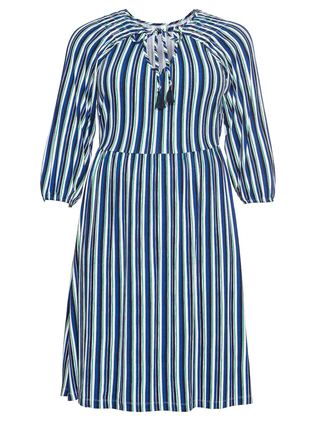 Sheego Jerseykleid "Große Größen", mit Streifen, Bindeband am Ausschnitt günstig online kaufen
