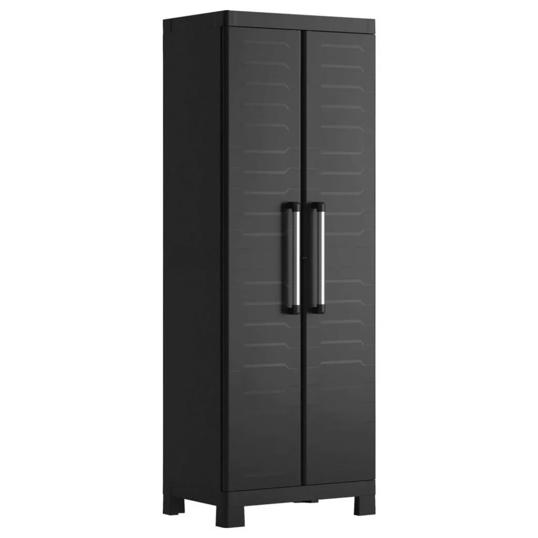 Keter Kunststoffschrank Detroit schwarz Kunststoff B/H/T: ca. 65x182x45 cm günstig online kaufen