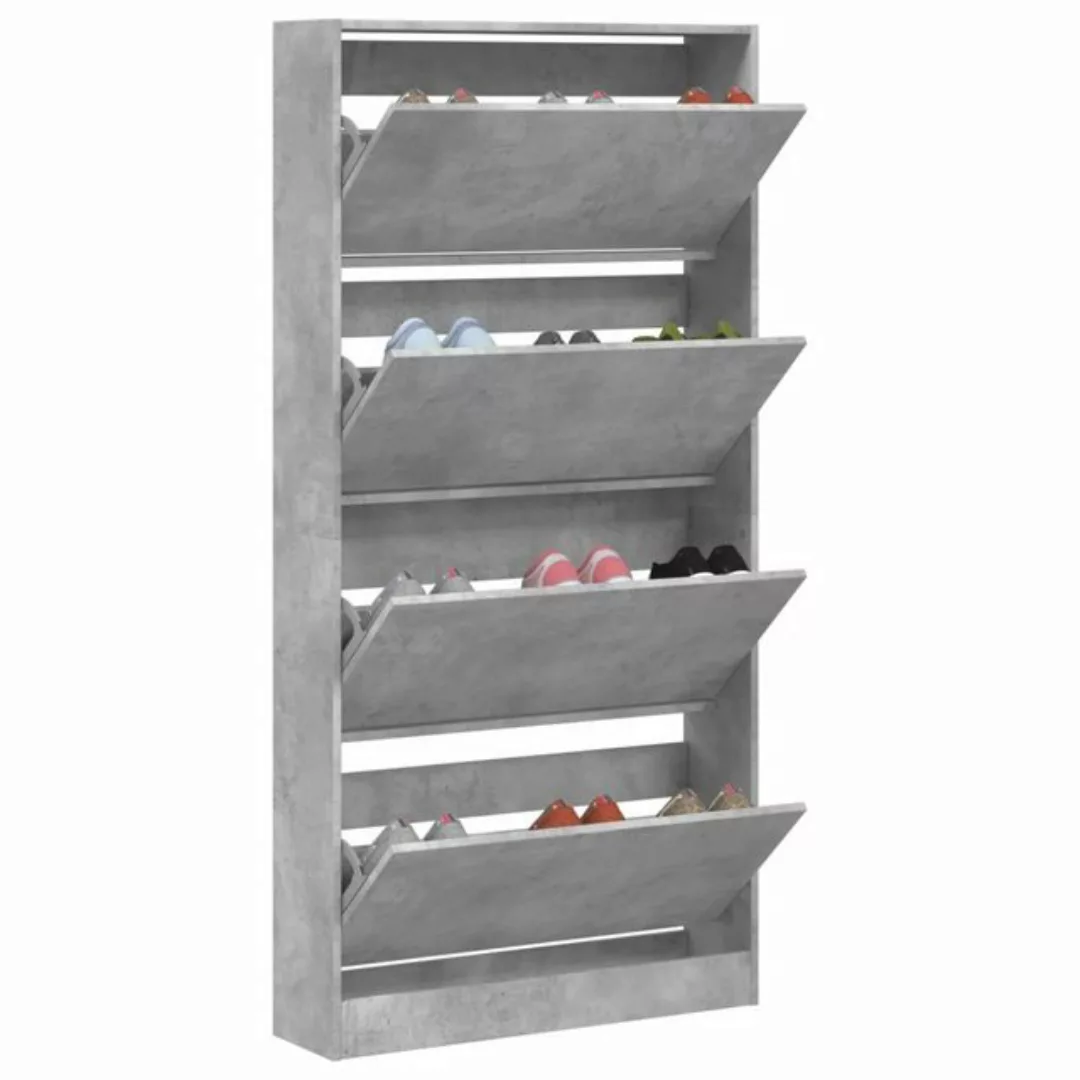 vidaXL Schuhschrank Schuhschrank mit 4 Klappen Betongrau 80x21x163,5 cm günstig online kaufen