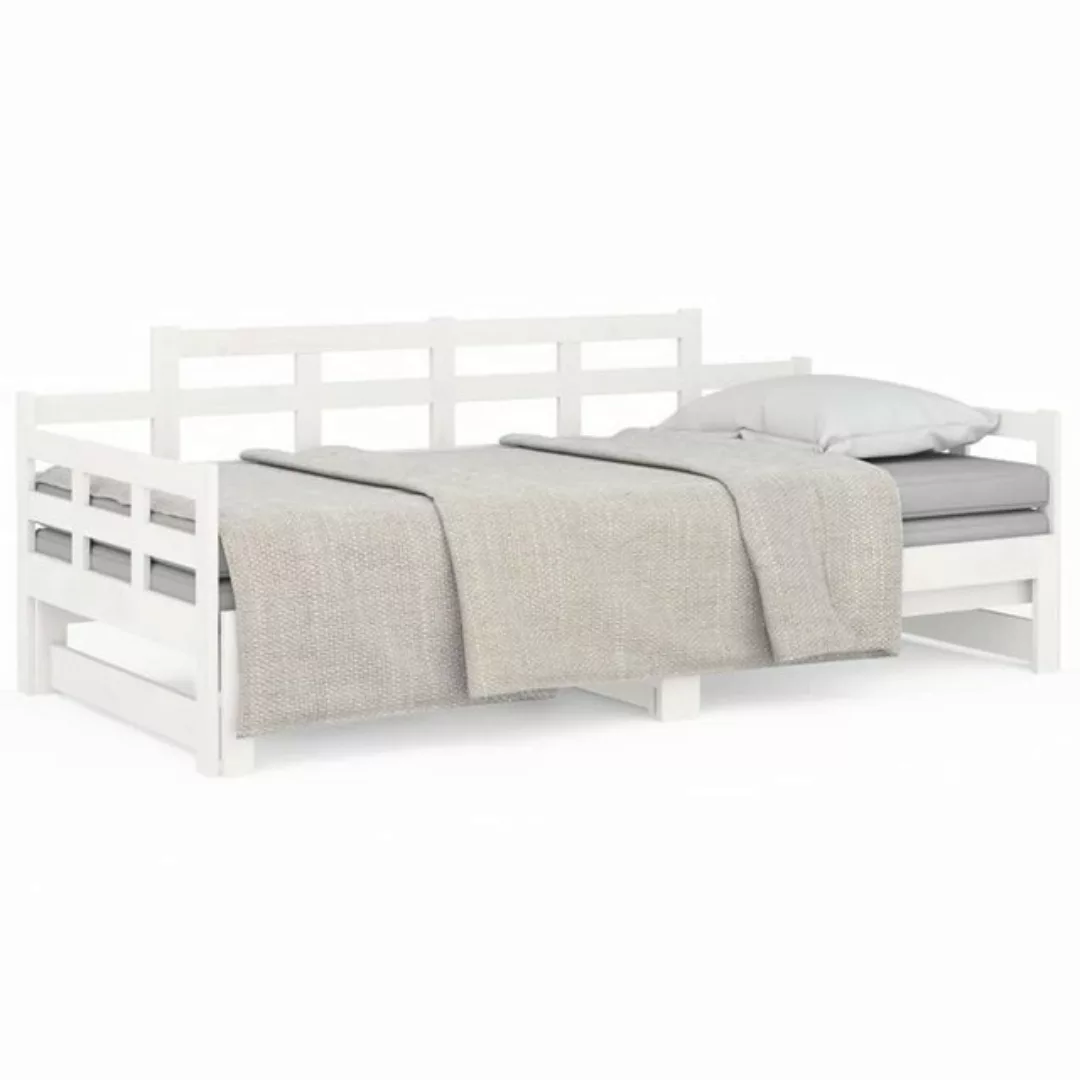 vidaXL Gästebett Tagesbett Gästebett Ausziehbar Weiß Massivholz Kiefer 2x90 günstig online kaufen