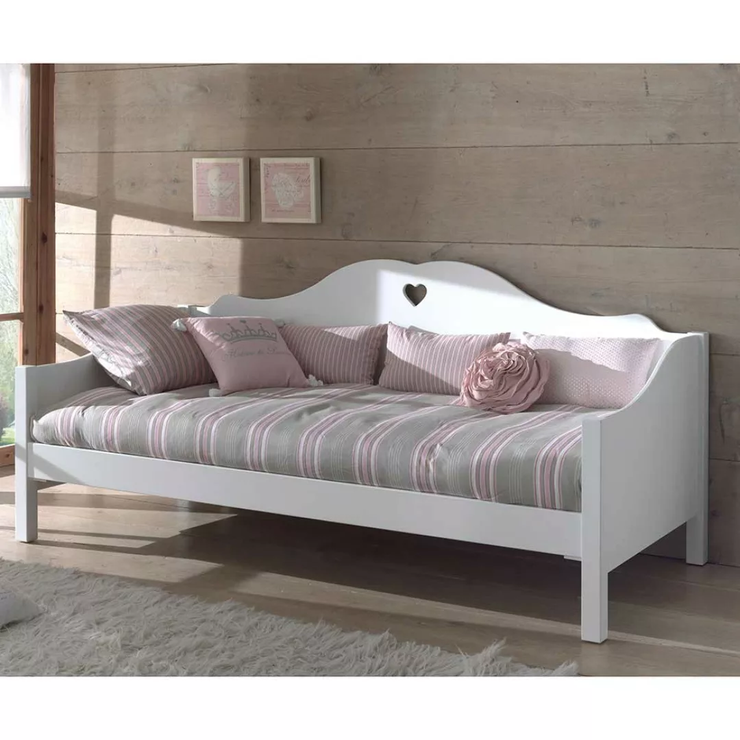 Mädchenbett in Weiß Herzchen Design günstig online kaufen