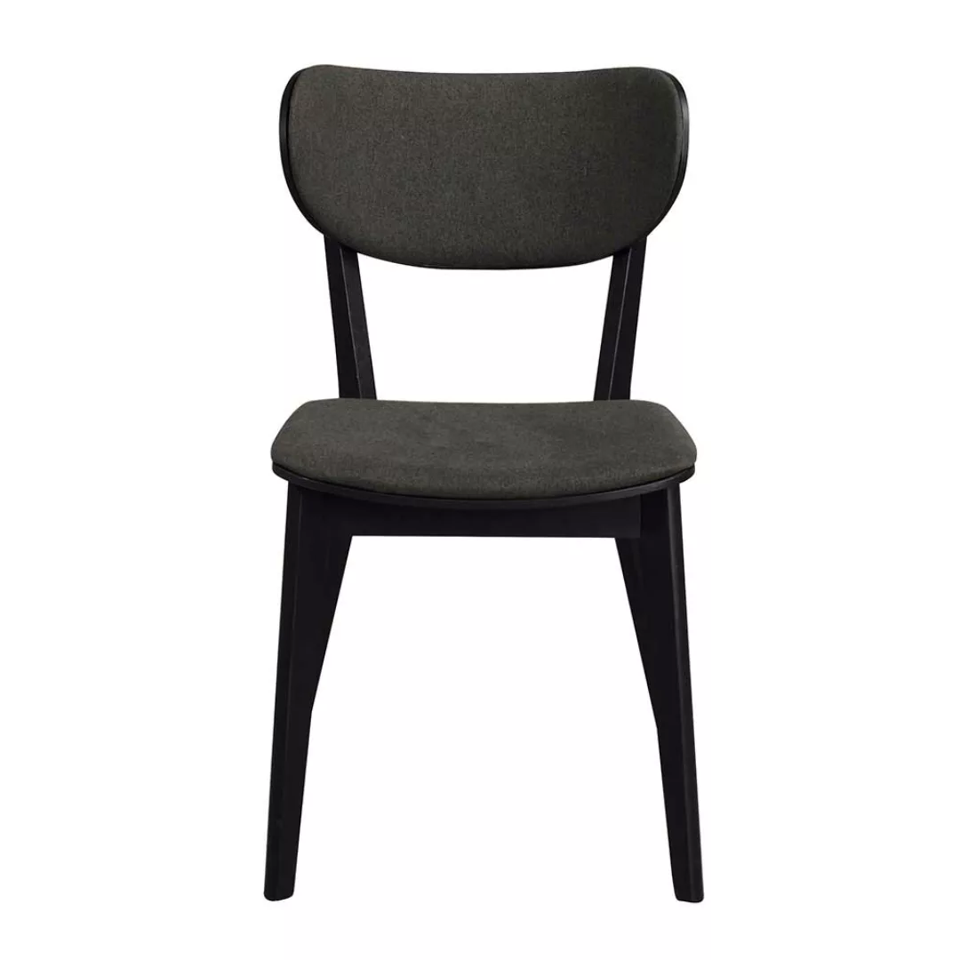 Stuhl Set in Schwarz Eiche massiv Dunkelgrau (2er Set) günstig online kaufen