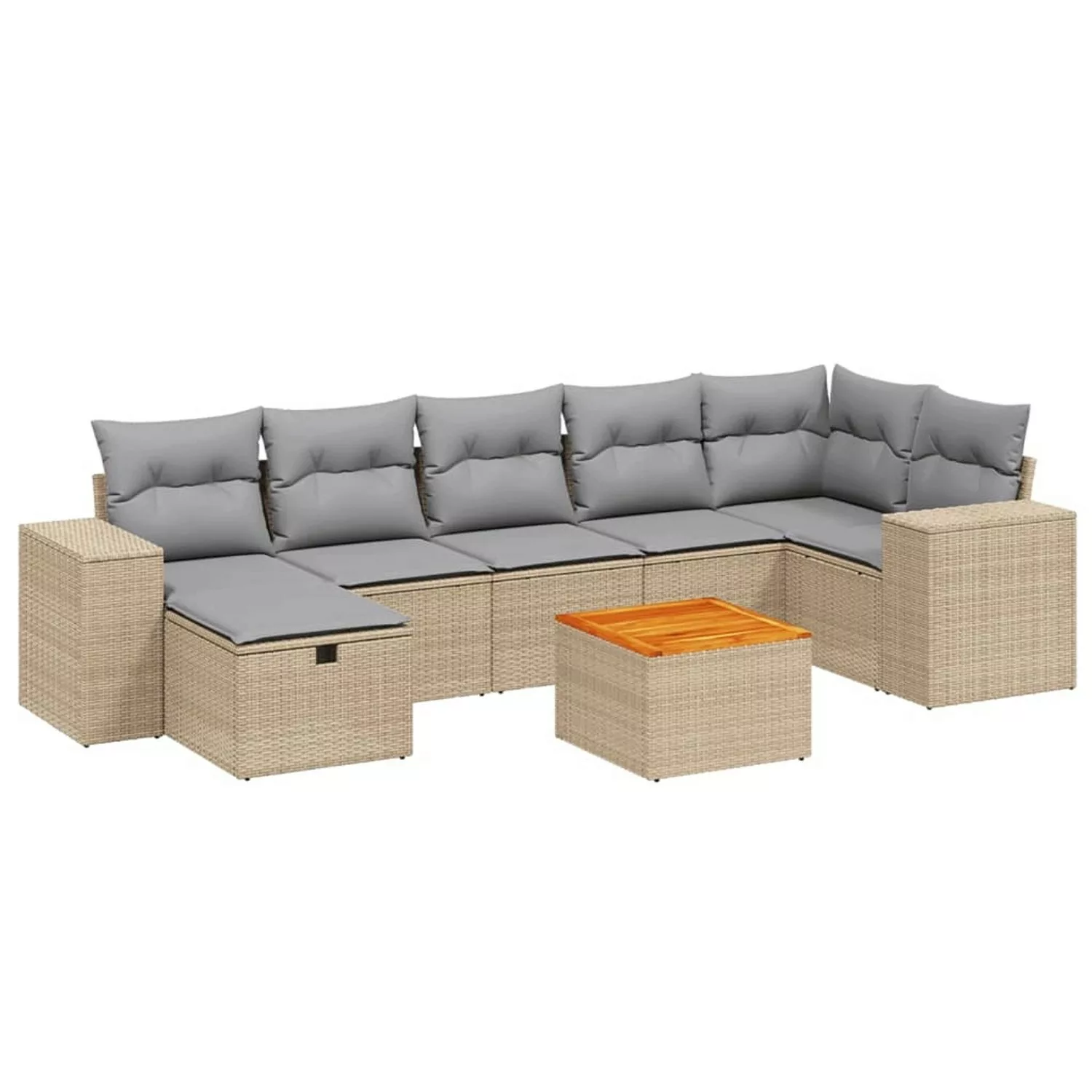 vidaXL 8-tlg Garten-Sofagarnitur mit Kissen Beige Poly Rattan Modell 154 günstig online kaufen