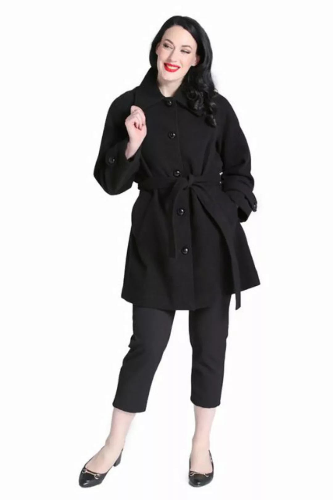 Hell Bunny Kurzmantel Juliette Coat Vintage Retro Gürtel 50er günstig online kaufen