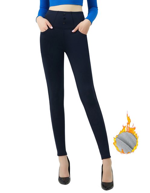 Jepo Leggings Elastische Damenhose Thermoleggings warm Fit Navy-2XL/3XL Beq günstig online kaufen