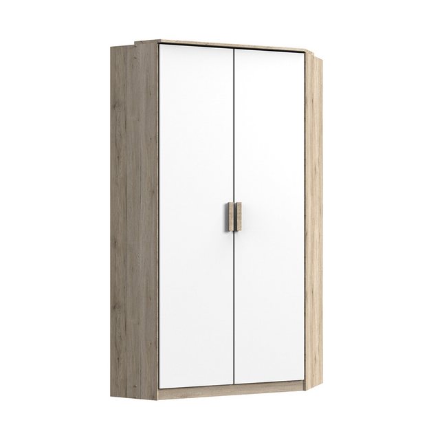 Lomadox Kleiderschrank CANTON-43 Eiche Nb. mit weiß, 2 Türen, 95 cm breit günstig online kaufen