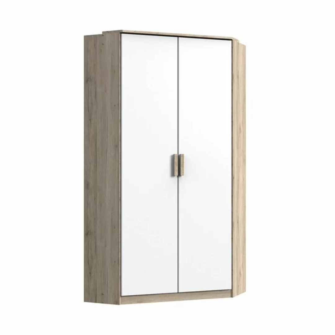 Lomadox Kleiderschrank CANTON-43 Eiche Nb. mit weiß, 2 Türen, 95 cm breit günstig online kaufen