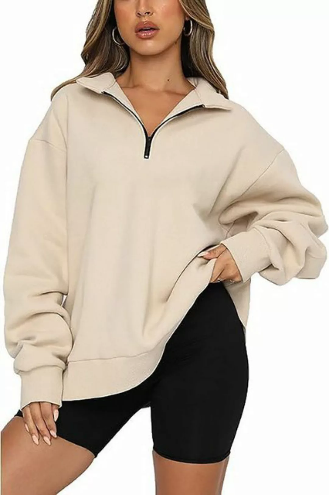 ZWY Ajourpullover Damen Sweatshirt, Fleece Zip Pullover Winter Kleidung Ein günstig online kaufen