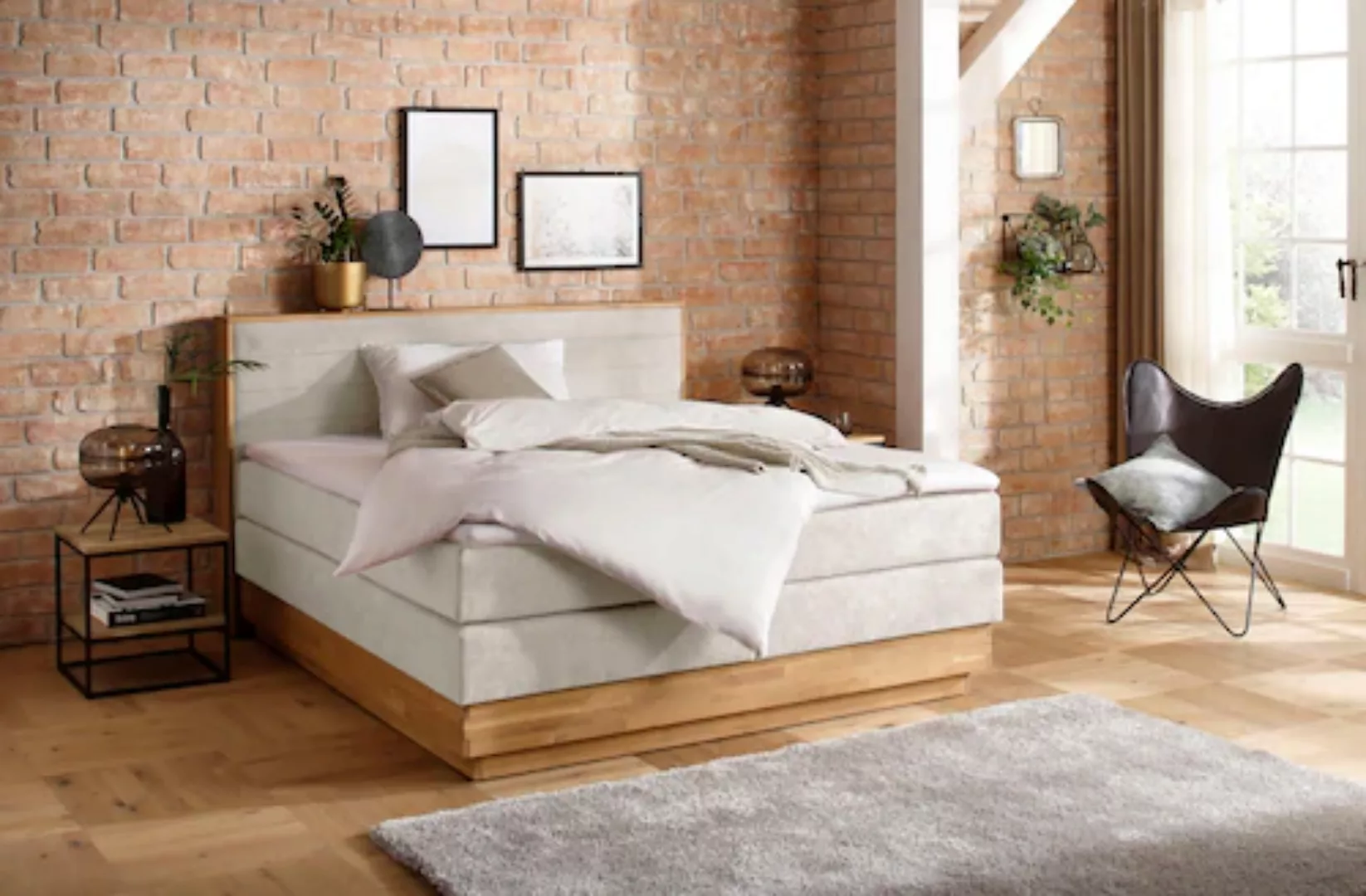 Home affaire Boxspringbett Cavan, Eiche, inkl. Bettkasten & Topper, verschi günstig online kaufen