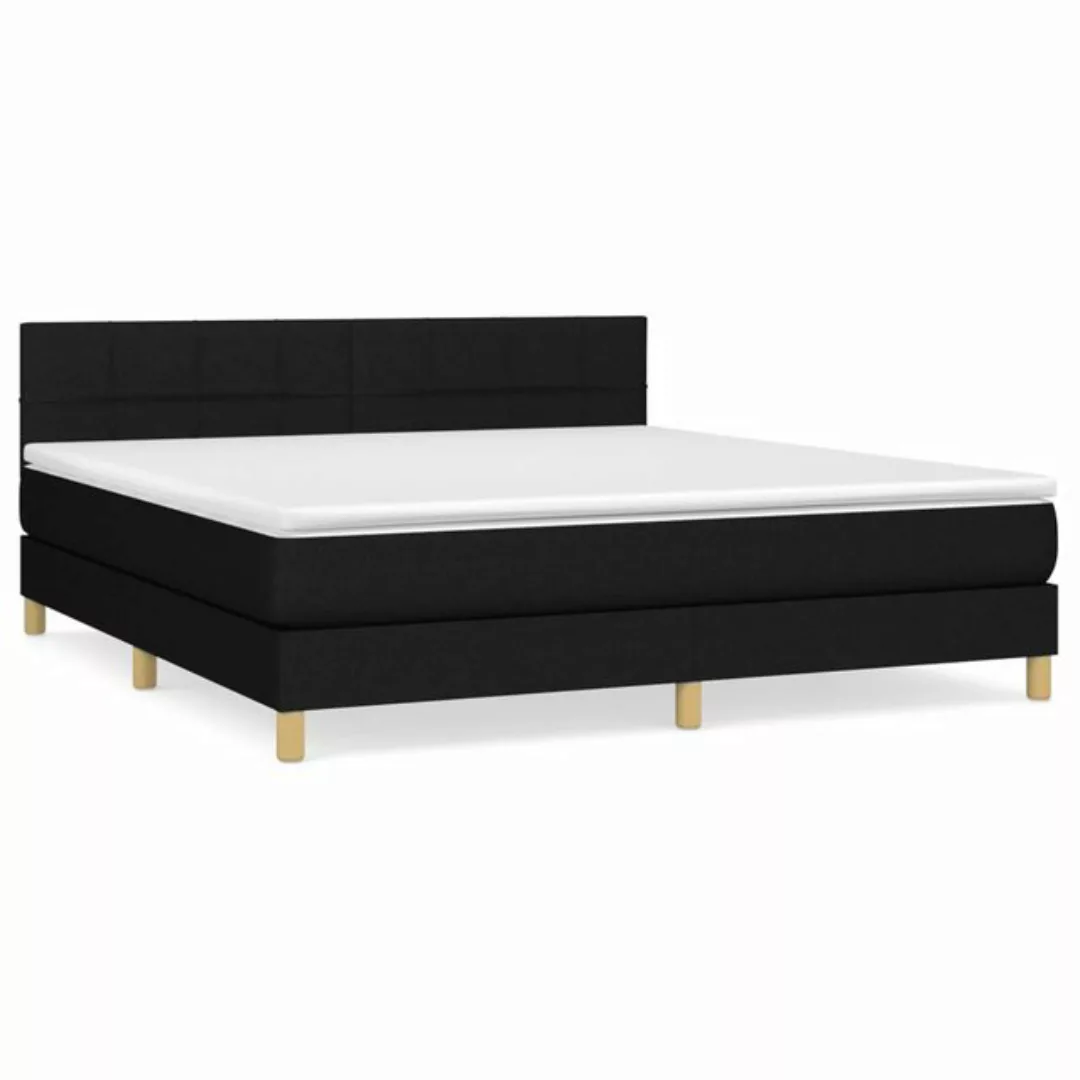 vidaXL Boxspringbett Boxspringbett mit Matratze Schwarz 160x200 cm Stoff Be günstig online kaufen