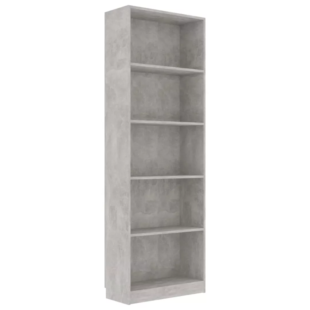 Bücherregal 5 Fächer Betongrau 60 X 24 X 175 Cm Spanplatte günstig online kaufen