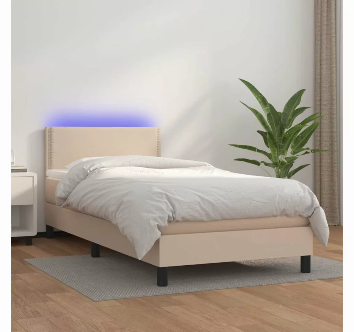 vidaXL Boxspringbett Bett Boxspringbett mit Matratze & LED Kunstleder (100 günstig online kaufen